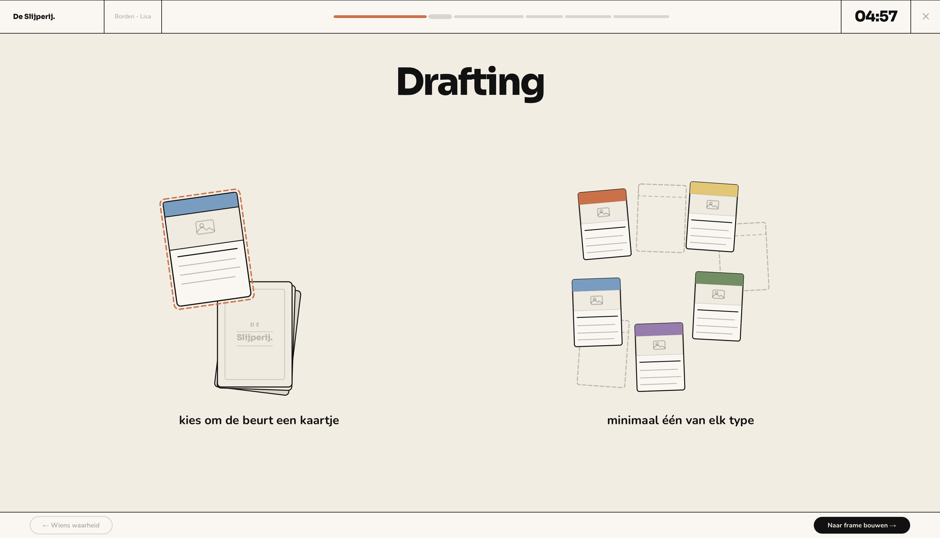 Screenshot spelslides: Drafting-ronde in de applicatie