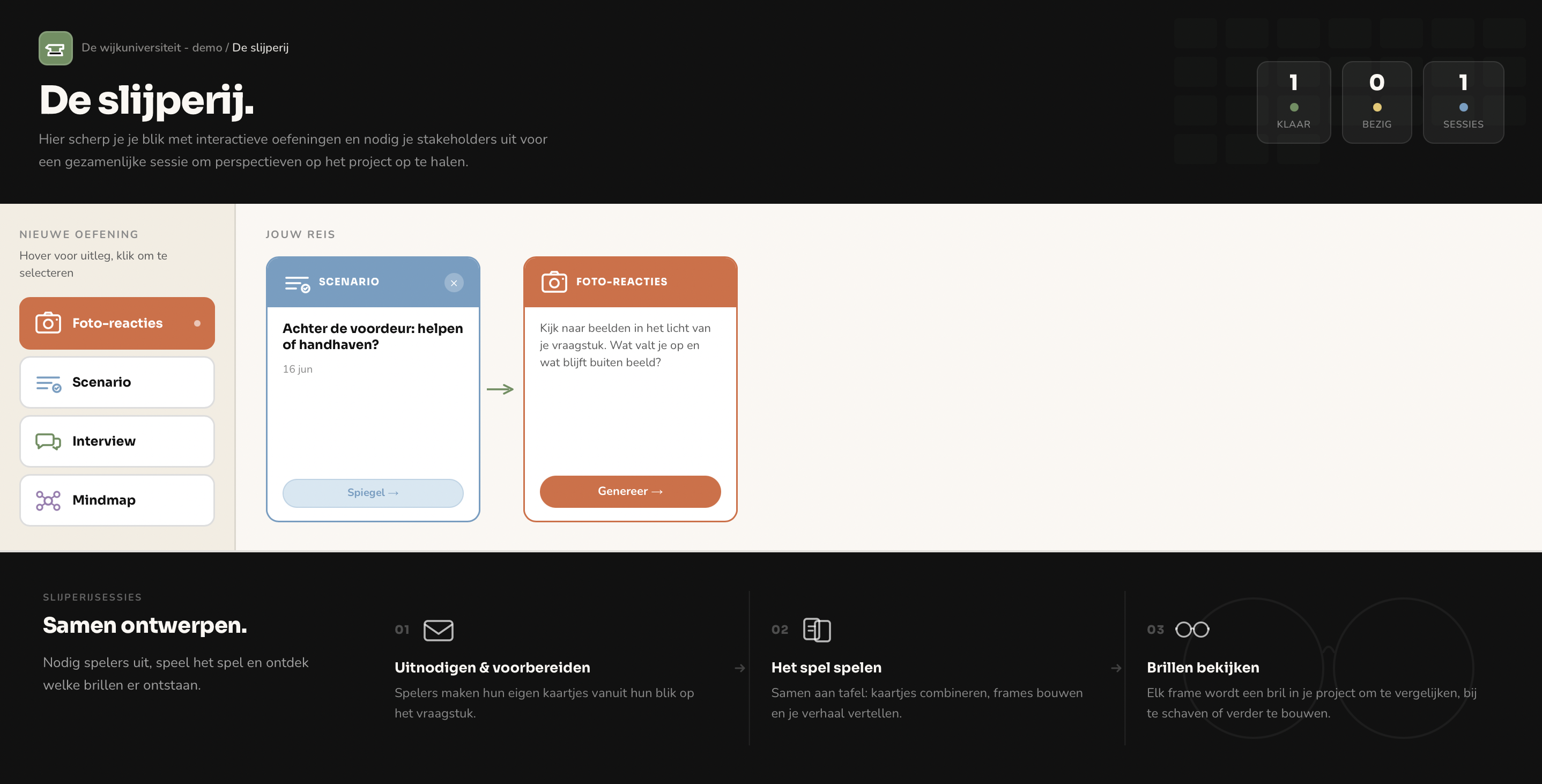 Screenshot van de pagina De slijperij
